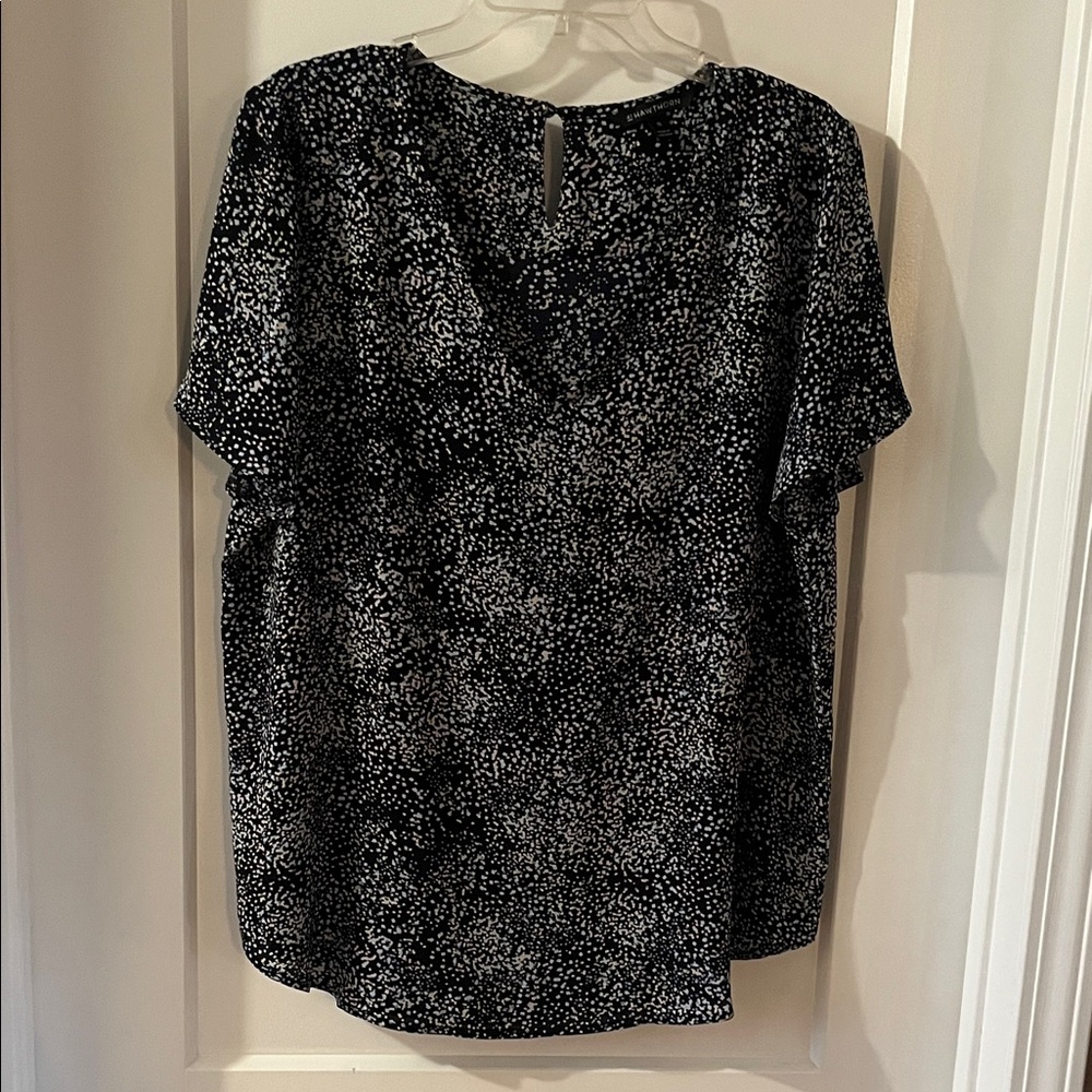 41 Hawthorn Blue and White Speckled Flutter Sleeve Blouse